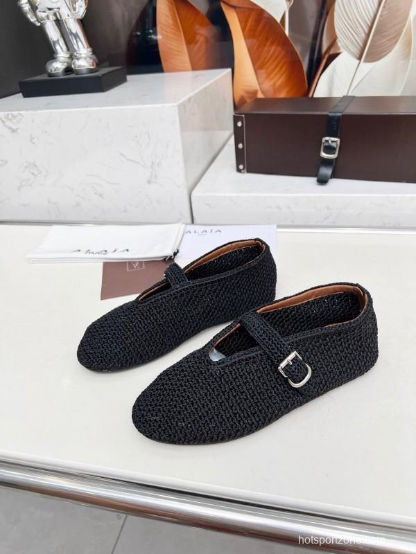 Alaia 2025/SS Knit Ballet Dance Shoes with Inner Arch Support and 0.8CM Height Increase - LY00310