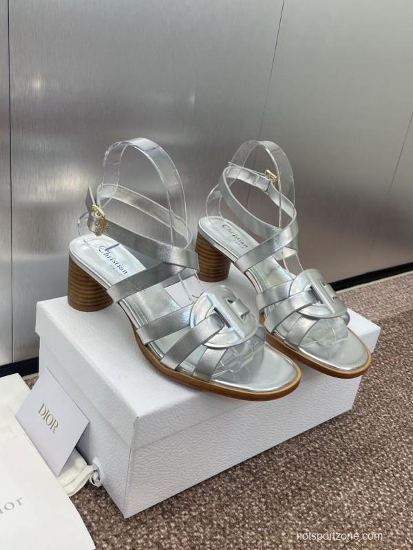 Dior D-Club Jelly Color Hollow Layered Cross Strap Mid Heel Women Shoes - KFY00290