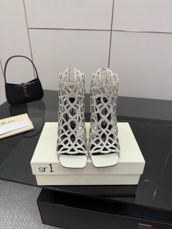 Sergio Rossi Mermaid Sandals 2025 SS Collection Elegant Fishnet High Heels - KFY00470