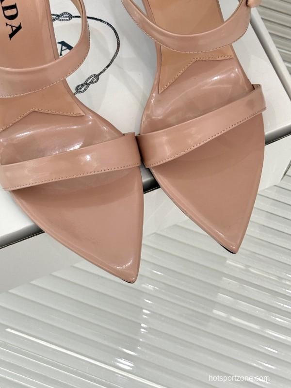 Prada Pointed Toe High Heel Sandals with Triangle Buckle - KFY00280