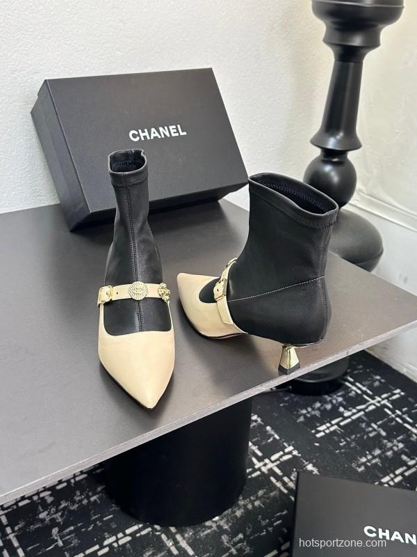 Chanel 2025/SS 24B Autumn Winter New High Heel Bow Sock Boots - LY00380