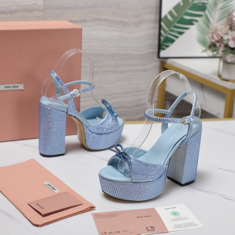 MIUMIU Bling Bling Swarovski Crystal Sandals with 11.5cm Heel - KFY00340