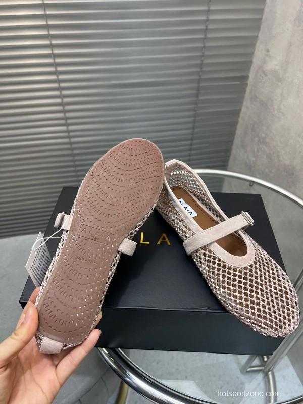 ALAIA 2025 Spring Summer Collection New Color Net Flat Sandals - KFY00270