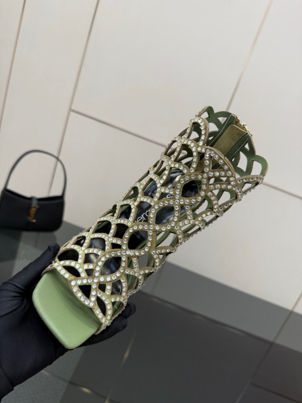 Sergio Rossi Mermaid Sandals 2025 SS Collection Elegant Fishnet High Heels - KFY00470