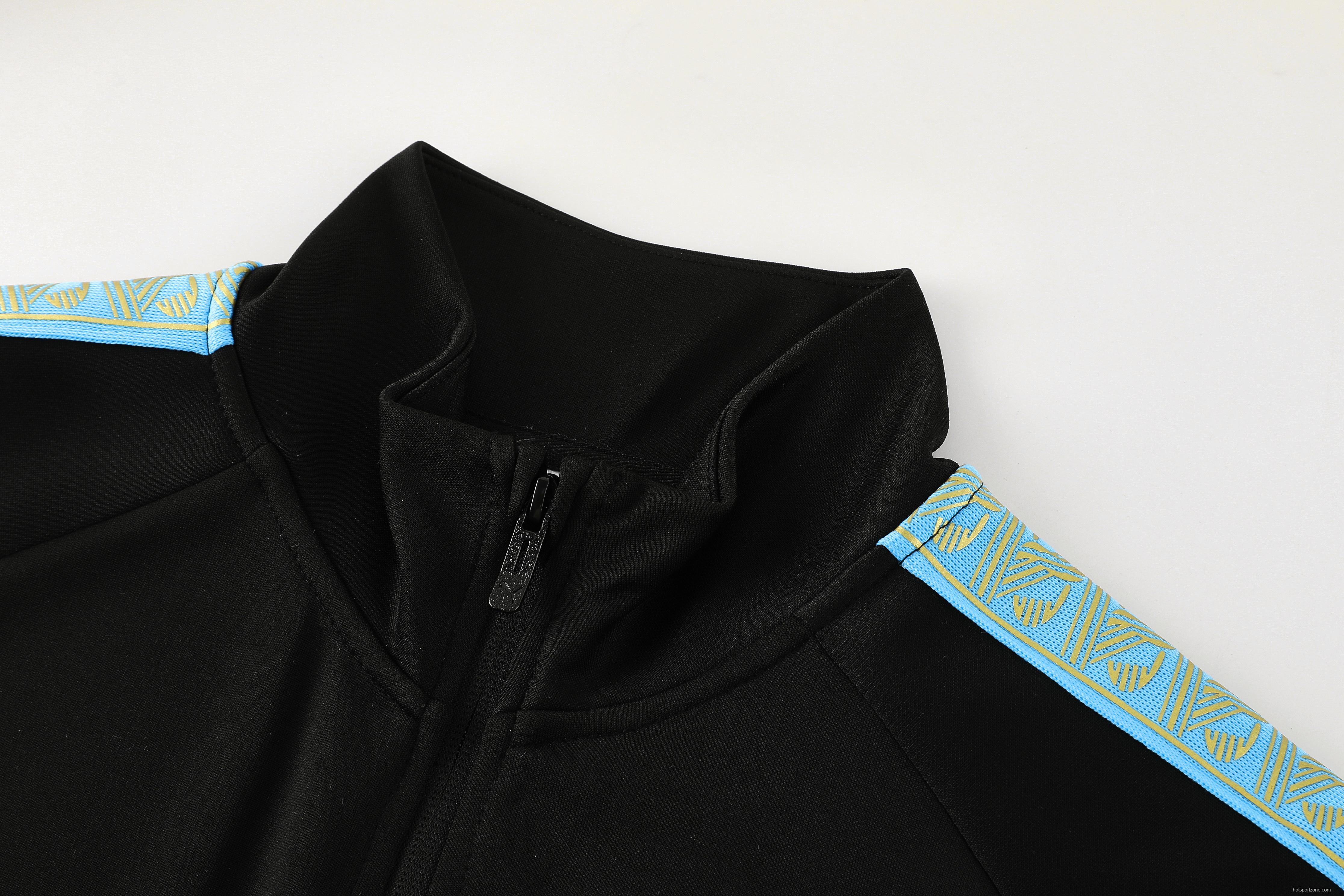 25/26 Olympique Marseille Black Full zipper Jacket Tracksuit+ long pants
