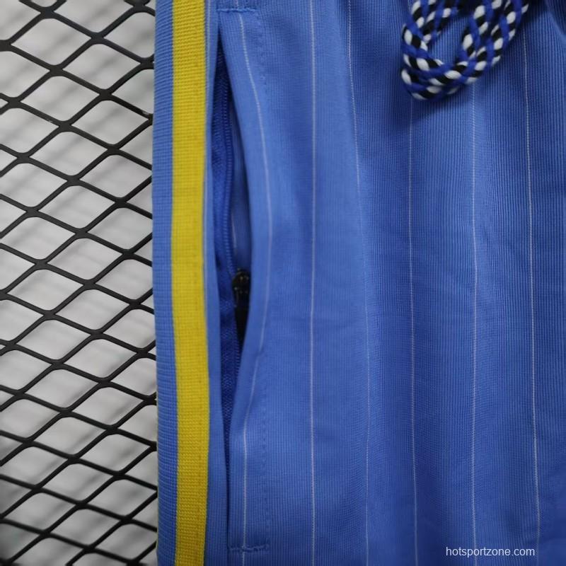 Retro Player Version  1990/91 Manchester United Third Sky Blue with Pinstripe Pattern Shorts