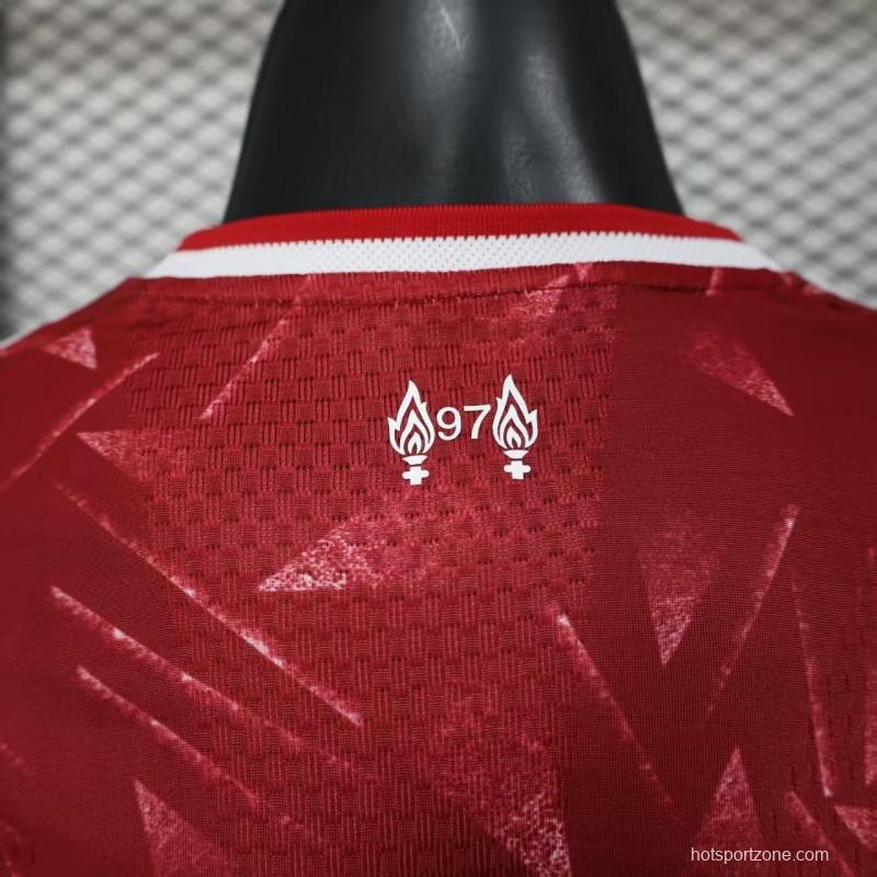 25/26 Player Version  Liverpool Home Red Abstract Pattern Jersey