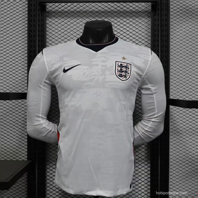 25/26 Player Version  England Home Long Sleeve Jersey