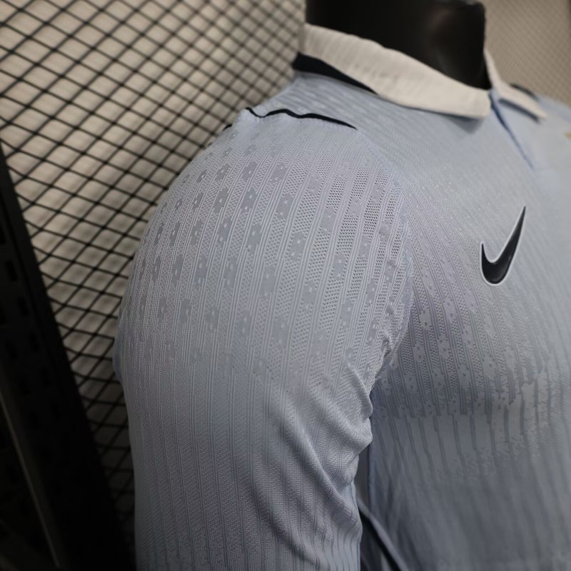 2026 Player Version Uruguay Light Blue with White Collar Long Sleeve Jersey