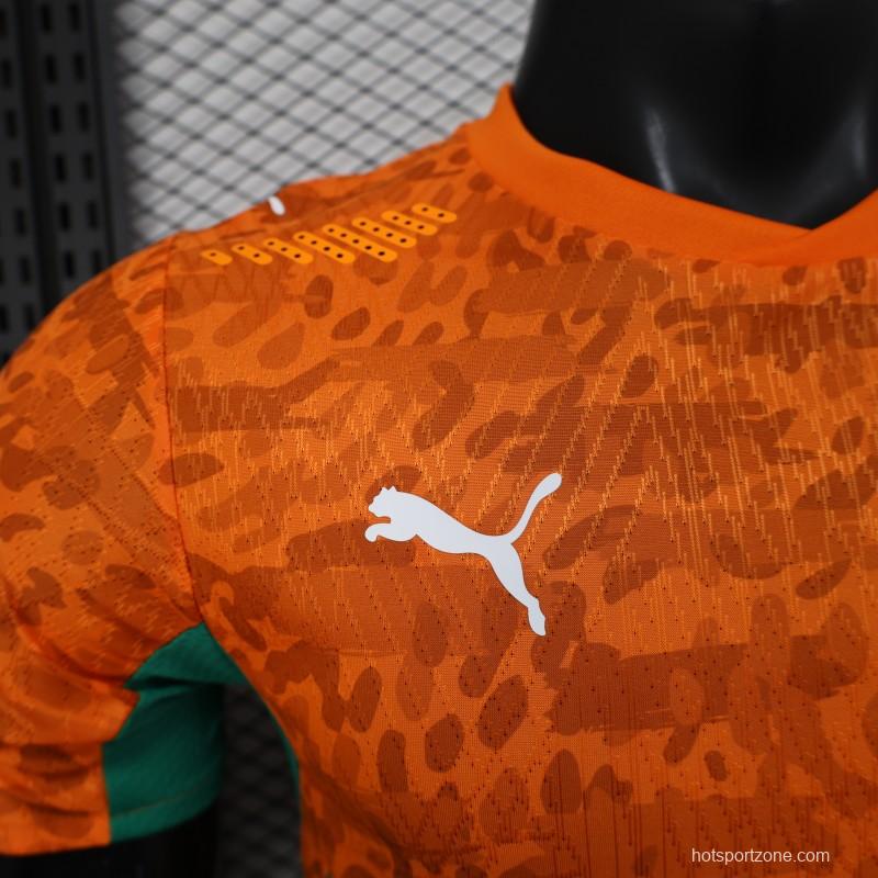 2026 Player Version Ivory Coast Orange with Leopard Pattern Jersey