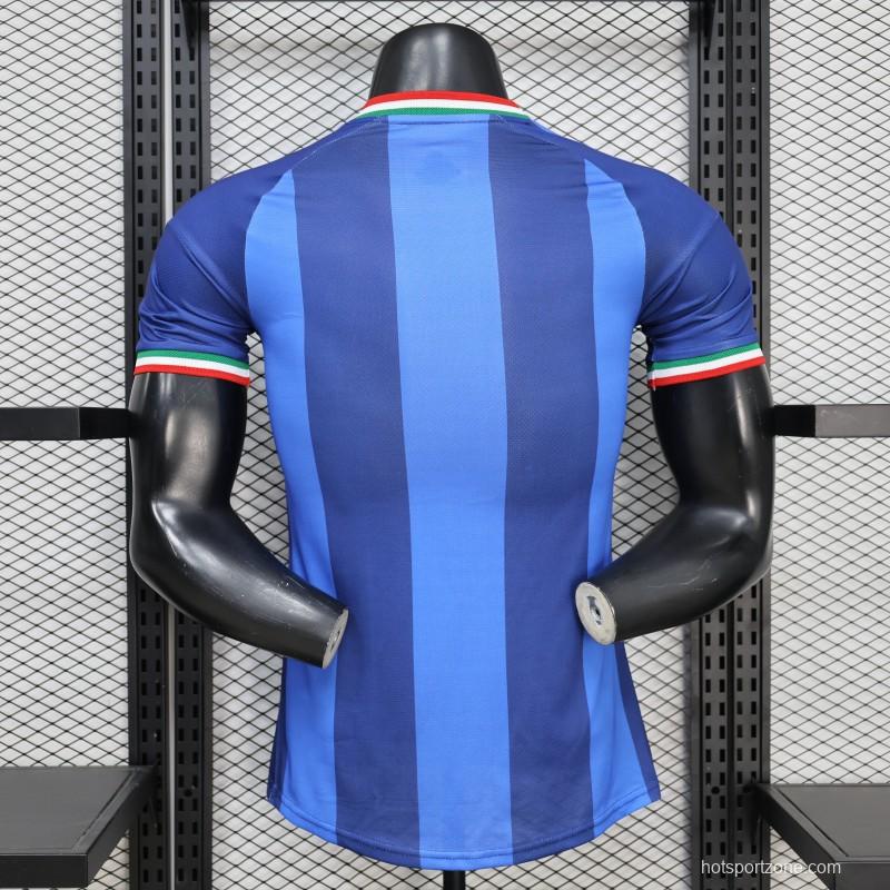 2026 Player Version Italy Blue with Tonal Vertical Stripes Jersey