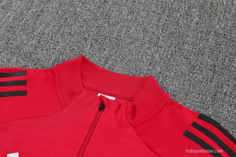 25/26 Riverbed Red Half Zipper Jacket Tracksuit + Black Long Pants