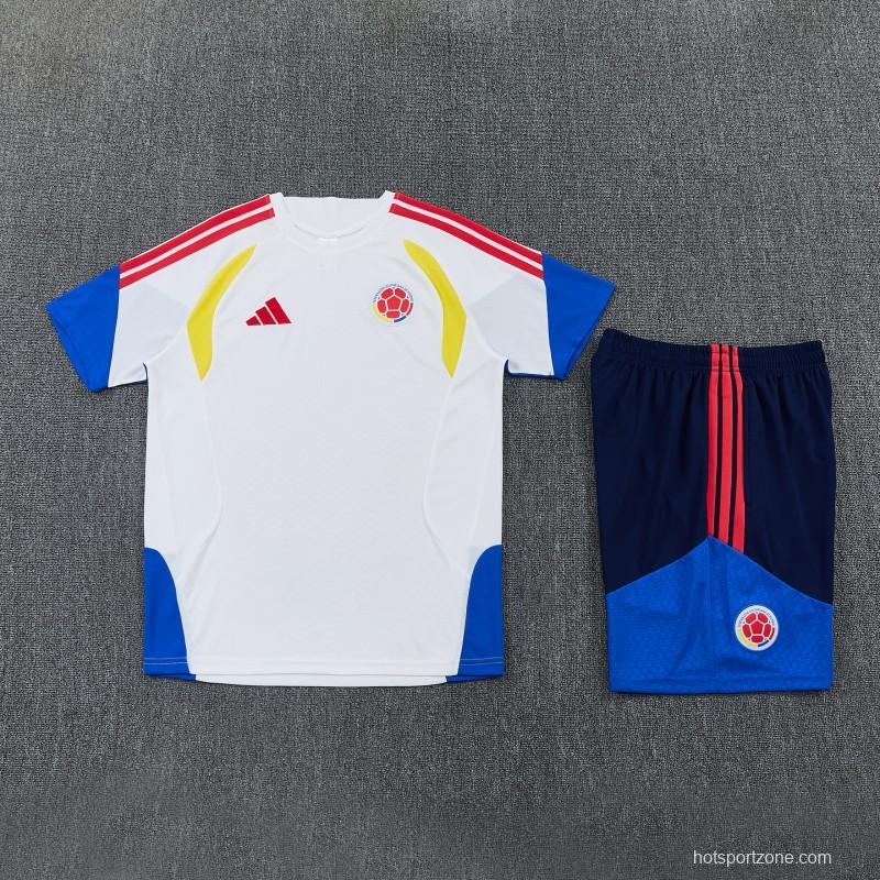 26/27 Colombia White Short Sleeve+Soccer Shorts