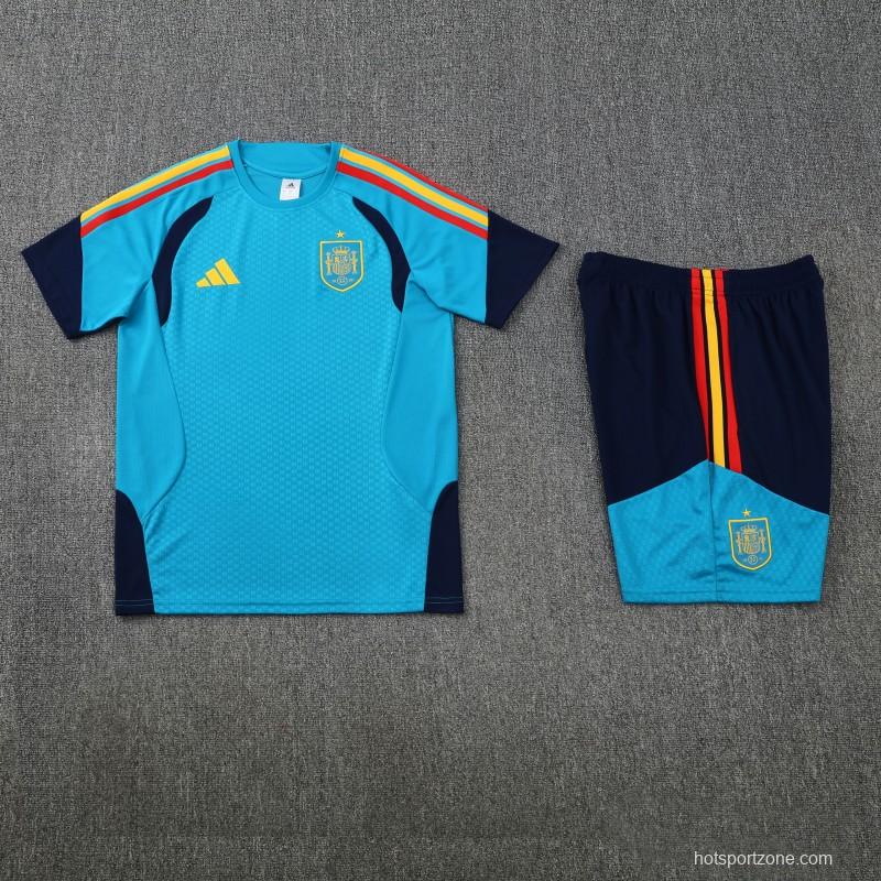 26/27 Spain Light Blue Short Sleeve+Soccer Shorts