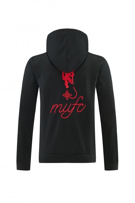 26/27 Manchester United Black Pullover Hooded Tracksuit + Long Pants