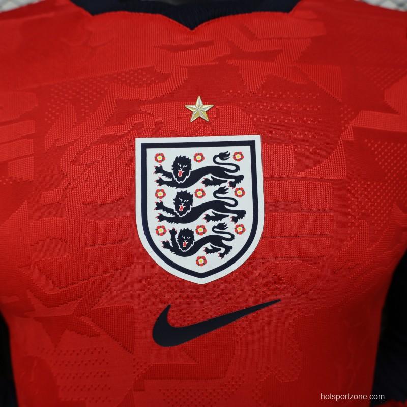Player Version 26/27 England Away Red Long Sleeve Jersey