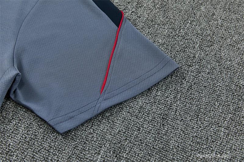 2026 England Grey Short Sleeve+ Navy Blue Soccer Shorts