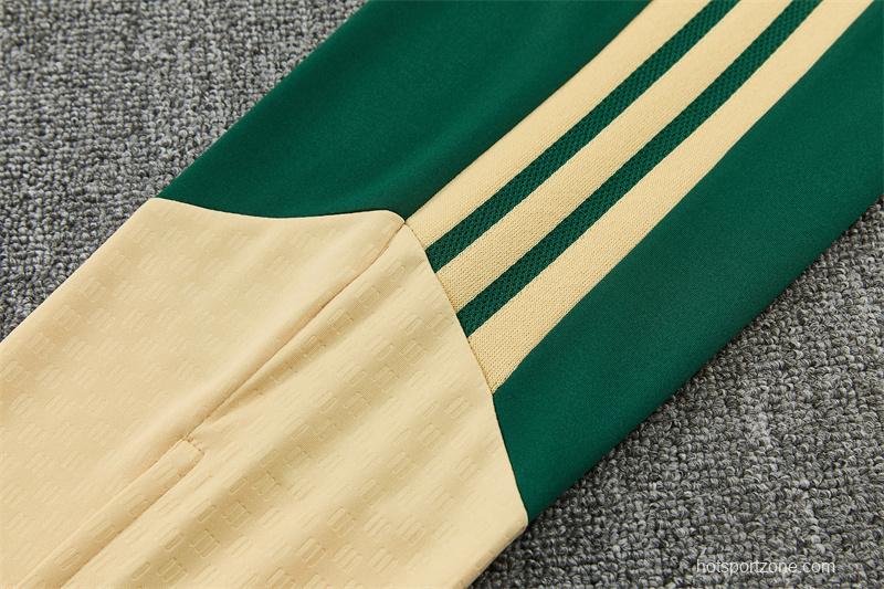 2026 Real Madrid Dark Green Camouflage  Half Zipper Jacket Tracksuit + Long Pants (Adidas)