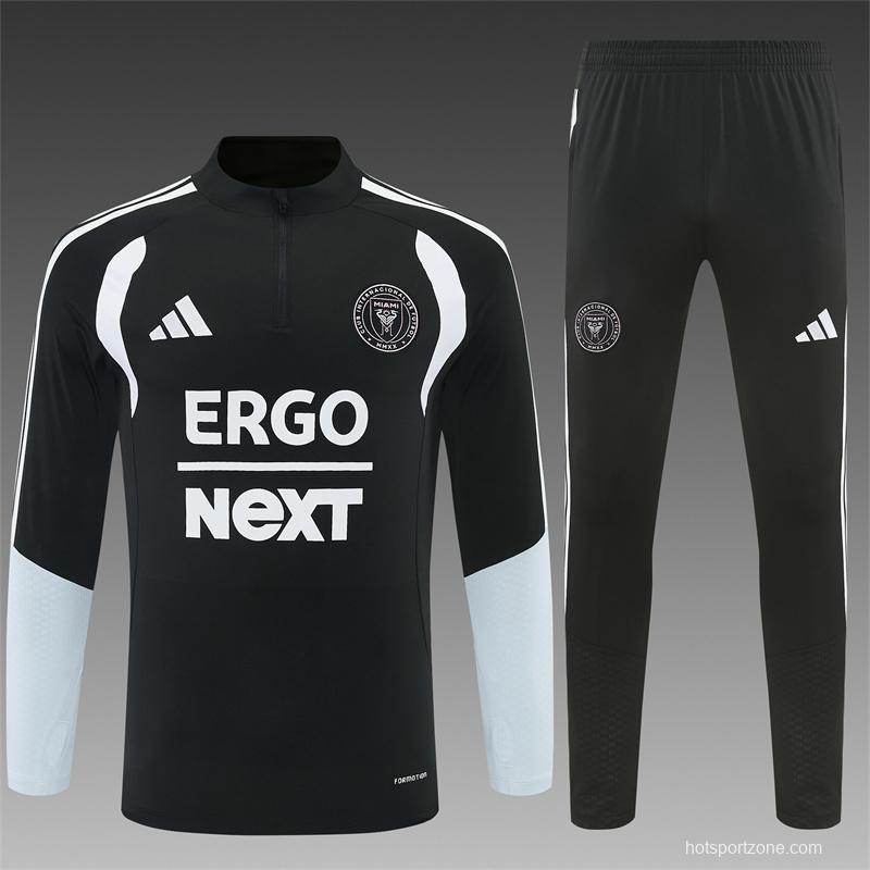2026 Inter Miami CF Black & White Half Zipper Jacket Tracksuit + Long Pants