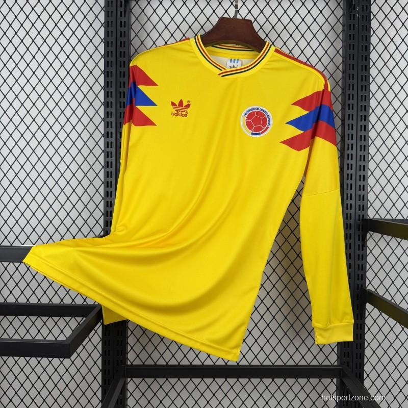 1990 Retro Colombia Home Long Sleeve Jersey