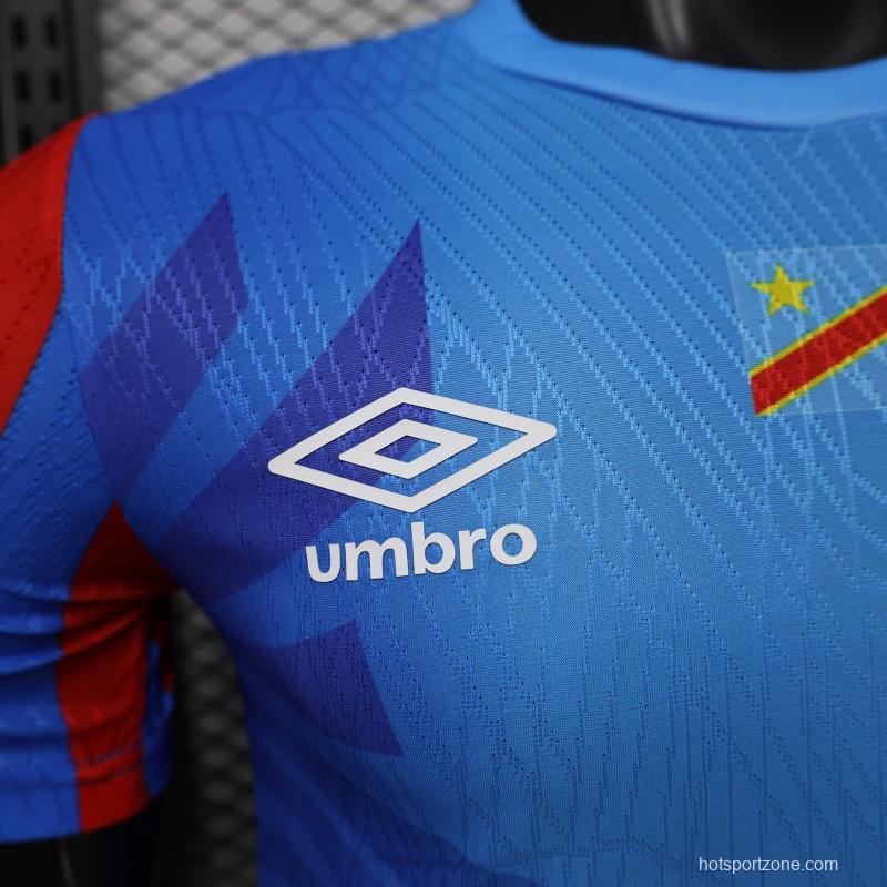 Player Version 26/27 DR Congo  Sky Blue & Red  Home Jersey