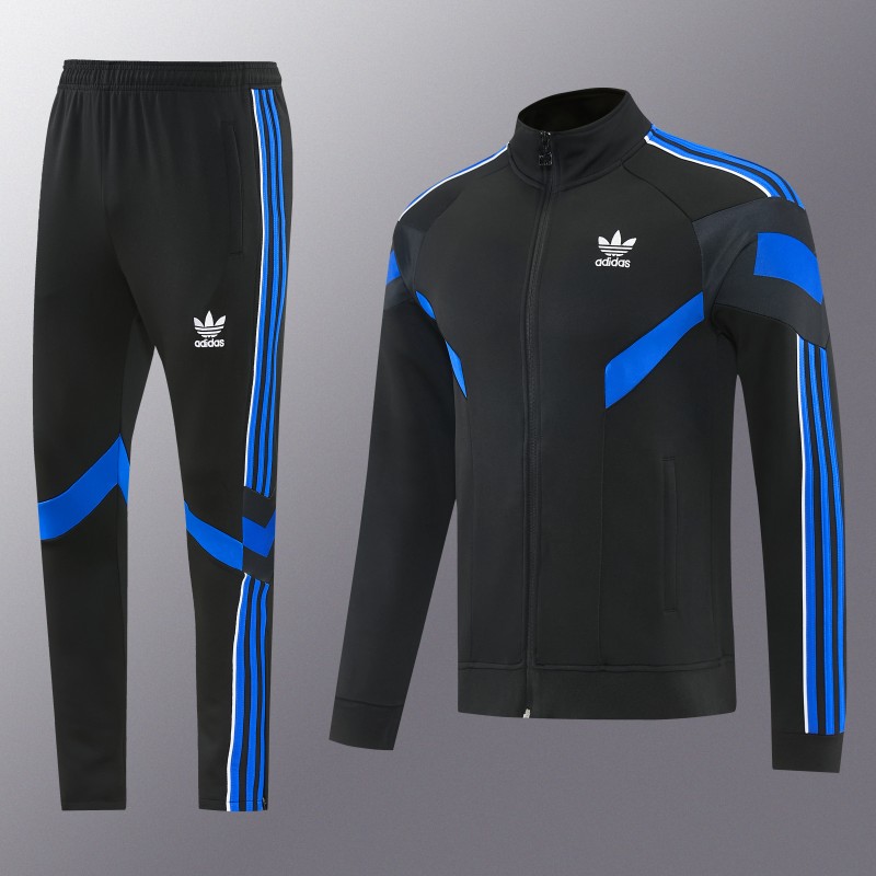 2026/27 Adidas Originals Black & Royal Blue Full Zipper Jacket Tracksuit + Long Pants