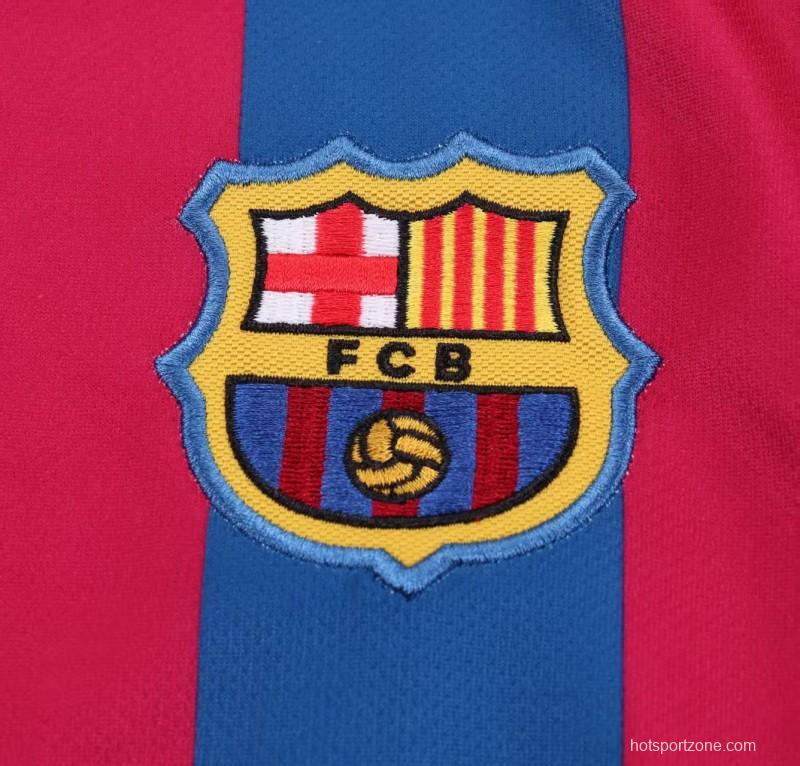 Retro Kids 05/06 Barcelona Home League Version Long Sleeve Jersey