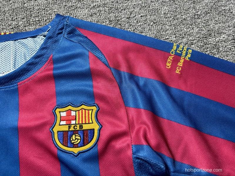 Retro Kids 05/06 Barcelona Home Long Sleeve UCL Jersey