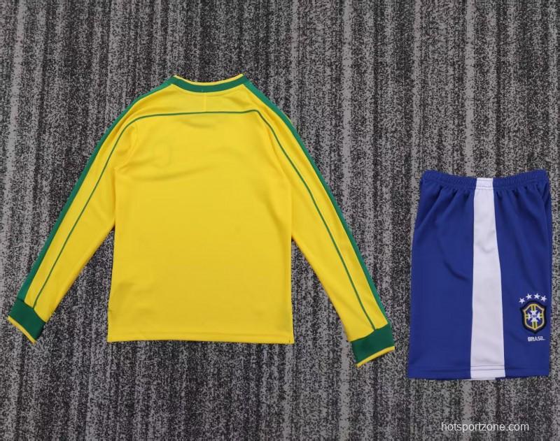 Retro 1998 Brazil Home Long Sleeve Jersey