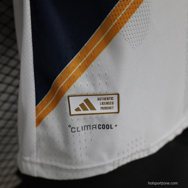 Player Version 2026 LA Galaxy Home White with  Gold Diagonal Sash Jersey