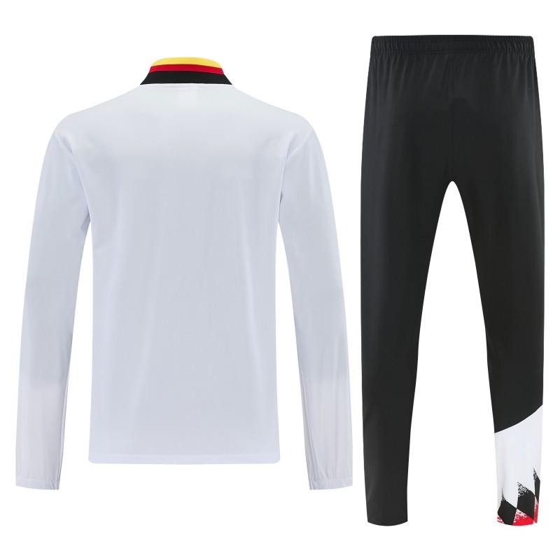 2026 Germany  White  Full Zipper Jacket Tracksuit + Black Long Pants