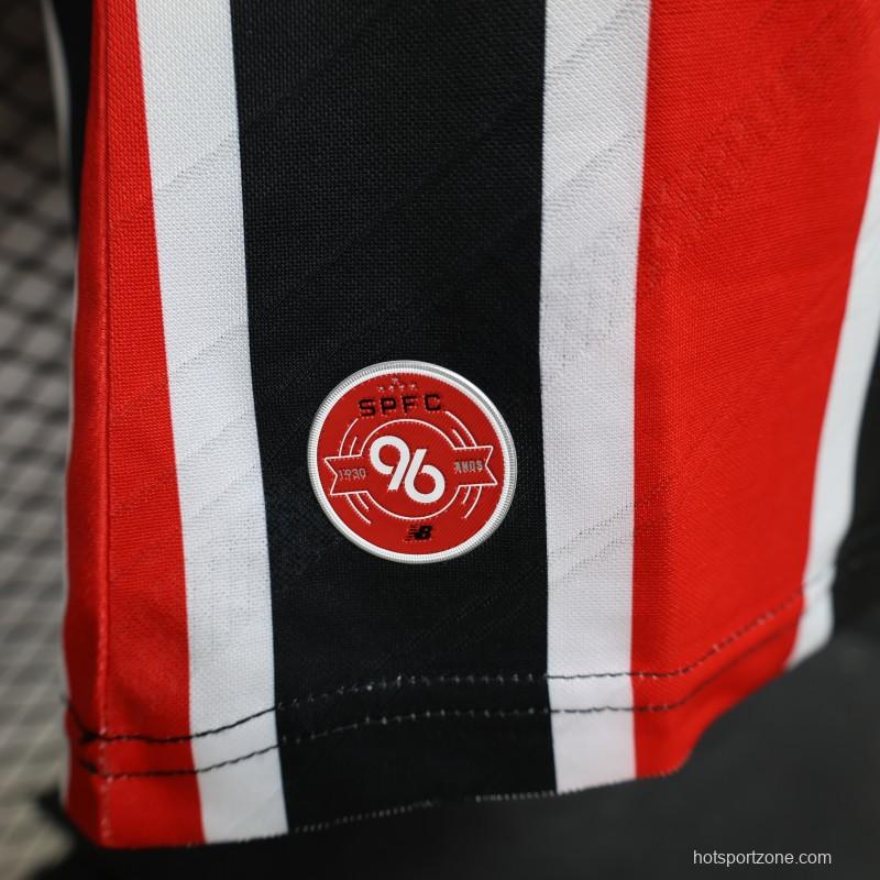Player Version 26/27 São Paulo FC Away Red & Black Stripe  With White Collar Jersey