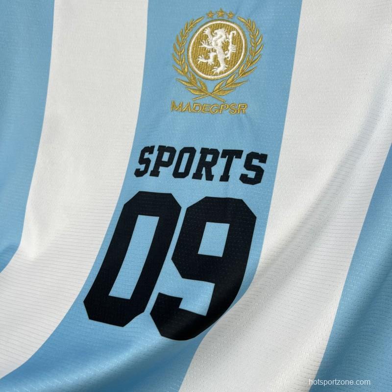 2026 Unisex Light Blue Striped World Cup Style V-Neck Soccer Jersey