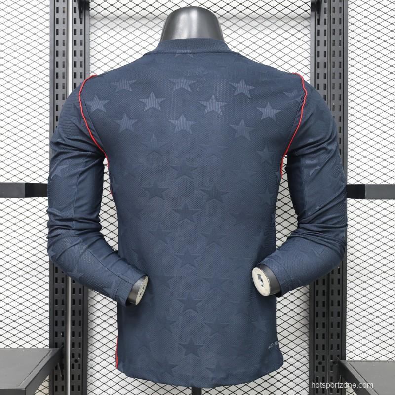 Player Version 2026 USA Navy Blue with Tonal Star  Long Sleeve Away Jersey