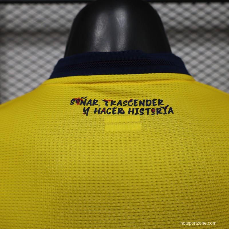 Player Version 2026 Ecuador Yellow with Tonal Wave  Home Jersey