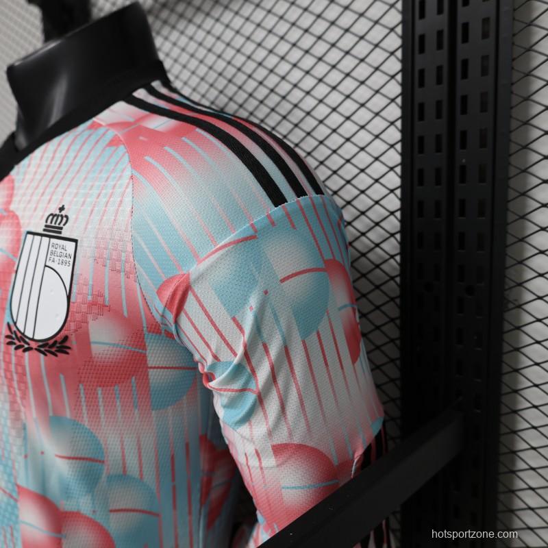 Player Version 26/27 Belgium Frozen Blue & Pink  Away Long Sleeve Jersey