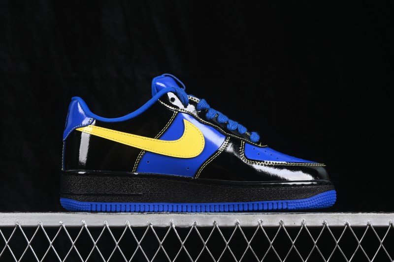 Nike Air Force 1 Low Central Cee Racer Blue Black Yellow Patent Leather Casual Sneakers - IQ1402-010