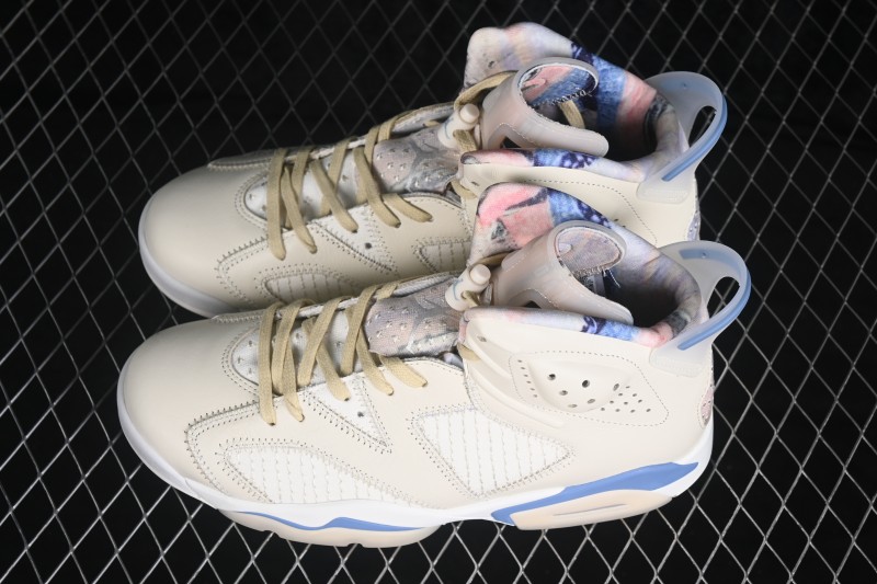 Nike Air Jordan 6 Retro 'Sashiko' Basketball Shoes with Blue Accents and Stitch Detailing - IR7255-110