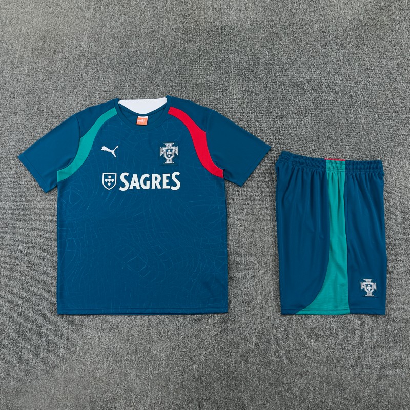26/27 Portugal Dark Teal  Short Sleeve+Soccer Shorts