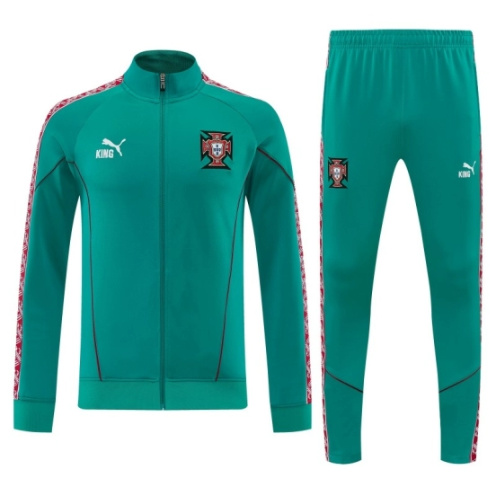 26/27 Portugal Green Full Zipper Jacket Tracksuit + Long Pants