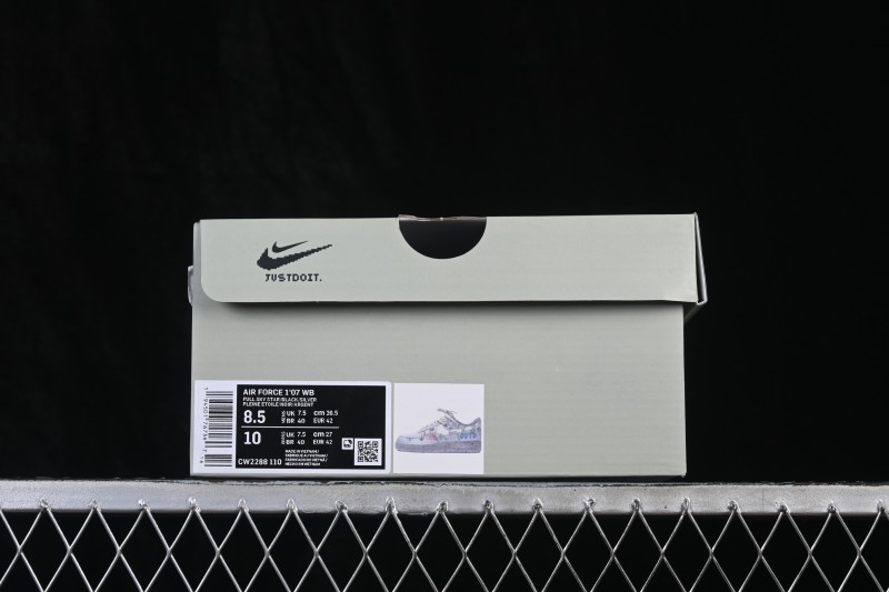 Nike Air Force 1 '07 Low Hand-Painted Graffiti Sneakers with Distressed Cement Wall Design - CW2288-110