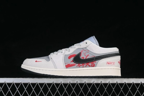 Nike Air Jordan 1 Low Vintage Basketball Shoes with Year of Horse Theme and Premium Custom Finish - JP2026-126