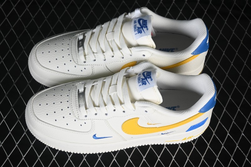 Nike Air Force 1 '07 Low Classic White Basketball Sneakers with Gold Accents and Full-Length Air Cushion - FZ1151-100