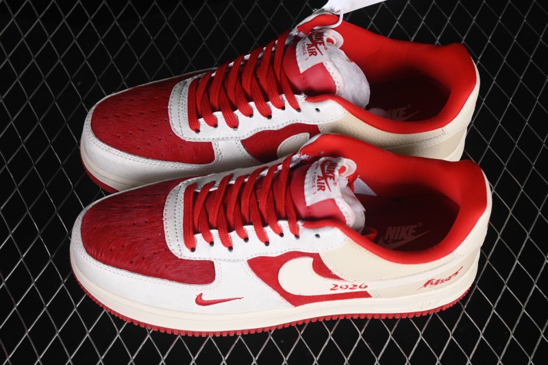Nike Air Force 1 '07 Low Year of the Horse Limited Edition White Red Horsehair Chinese Style Casual Sneakers - XL1979-145