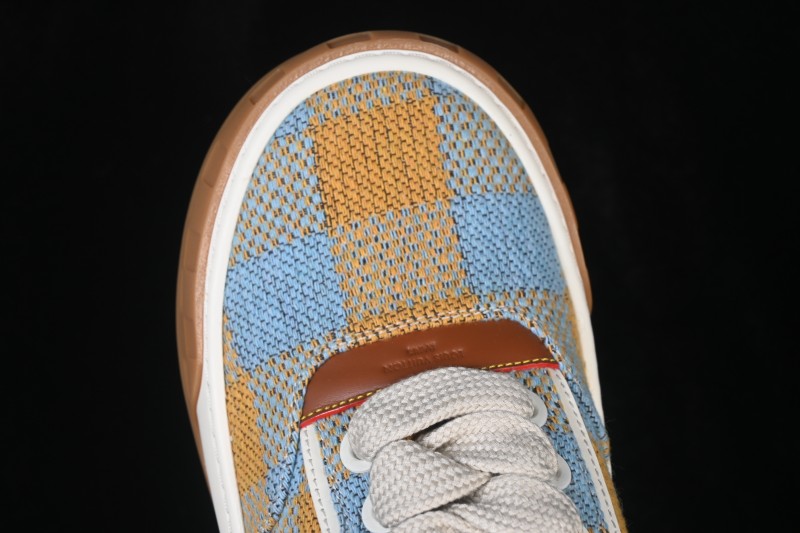 Louis Vuitton Tilted Sneakers Low-Top Casual Shoes in Smooth Calfskin Leather with Side LV Logo and Lightweight Rubber Sole - 2026SS Sea Blue