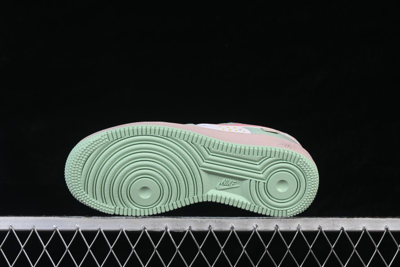 Nike Air Force 1 '07 Low Sneakers with Hand-Drawn Mint and Pink Sweetheart Design - DB3301-909