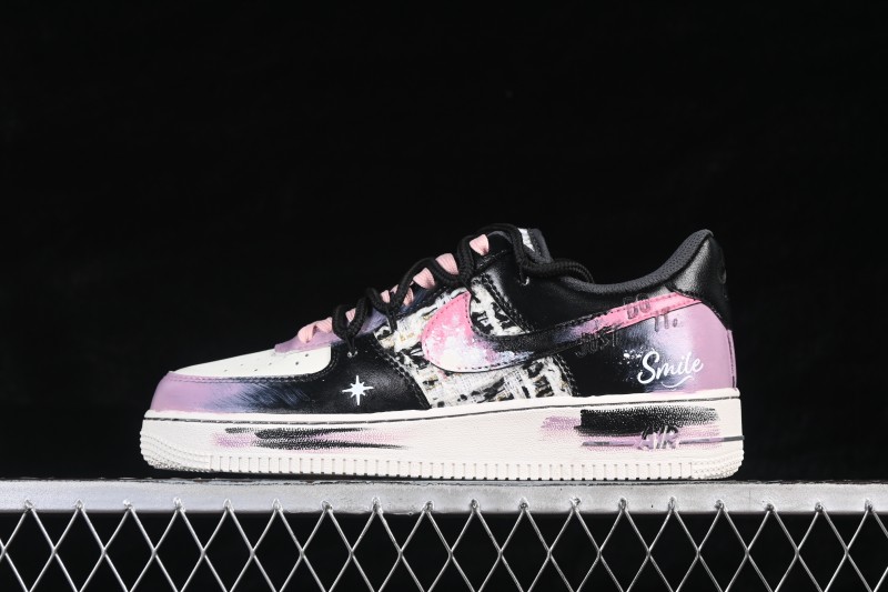 Nike Air Force 1 '07 Low Hand-Painted Graffiti Sneakers with Midnight Starburst Design - FJ7740-170