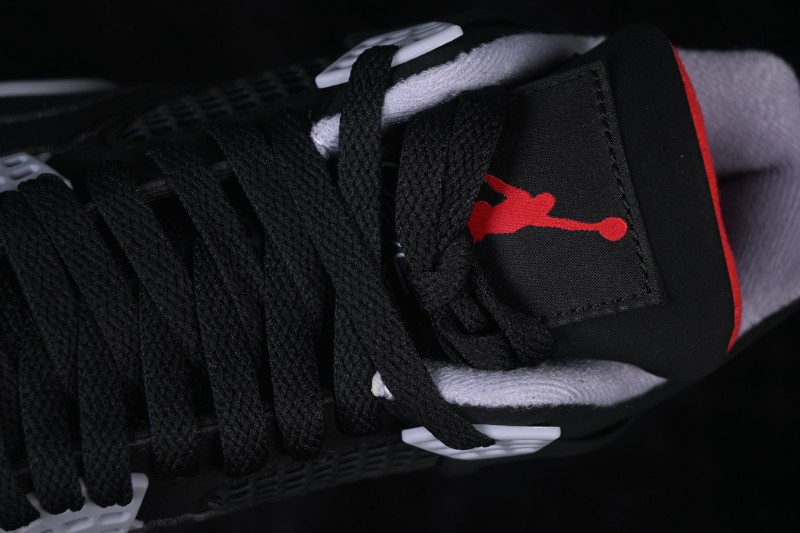 Nike Air Jordan 4 Retro Running Shoes with Premium Leather Upper and Classic Black-Red Colorway - IX8180-001