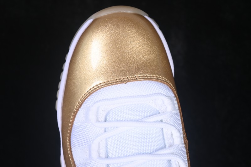 Nike Air Jordan 11 Low Retro Basketball Shoes with Metallic Gold Accents and Carbon Fiber Plate - AH7860-102
