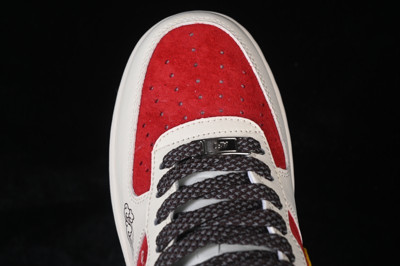 Nike Air Force 1 '07 Low Casual Sneakers with Red White Yellow Color Blocking - JP2026-155